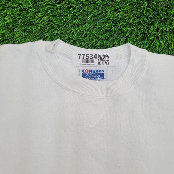 Vintage 90s MOD Blank Sweatshirt Women Large 21x25 White USA - Picture 10 of 11